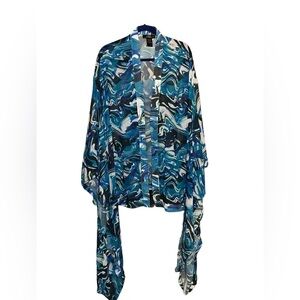 Midnight Velvet Chiffon Polyester ocean blue shawl or cover up